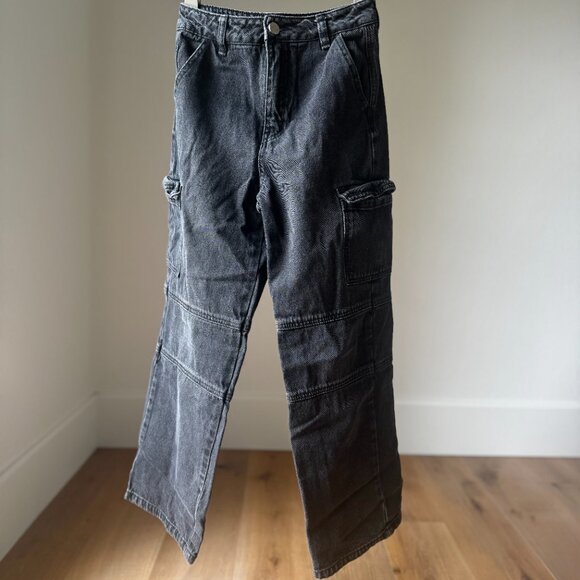 Habitual Kids Black Cargo Jeans Size 10 | Baggy Y2K Style | Quiet Luxury - Rare - Picture 1 of 16